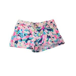Lilly Pulitzer Pina Colada Girl's Sz 12 Shorts Adjustable Waist Bright Pink
